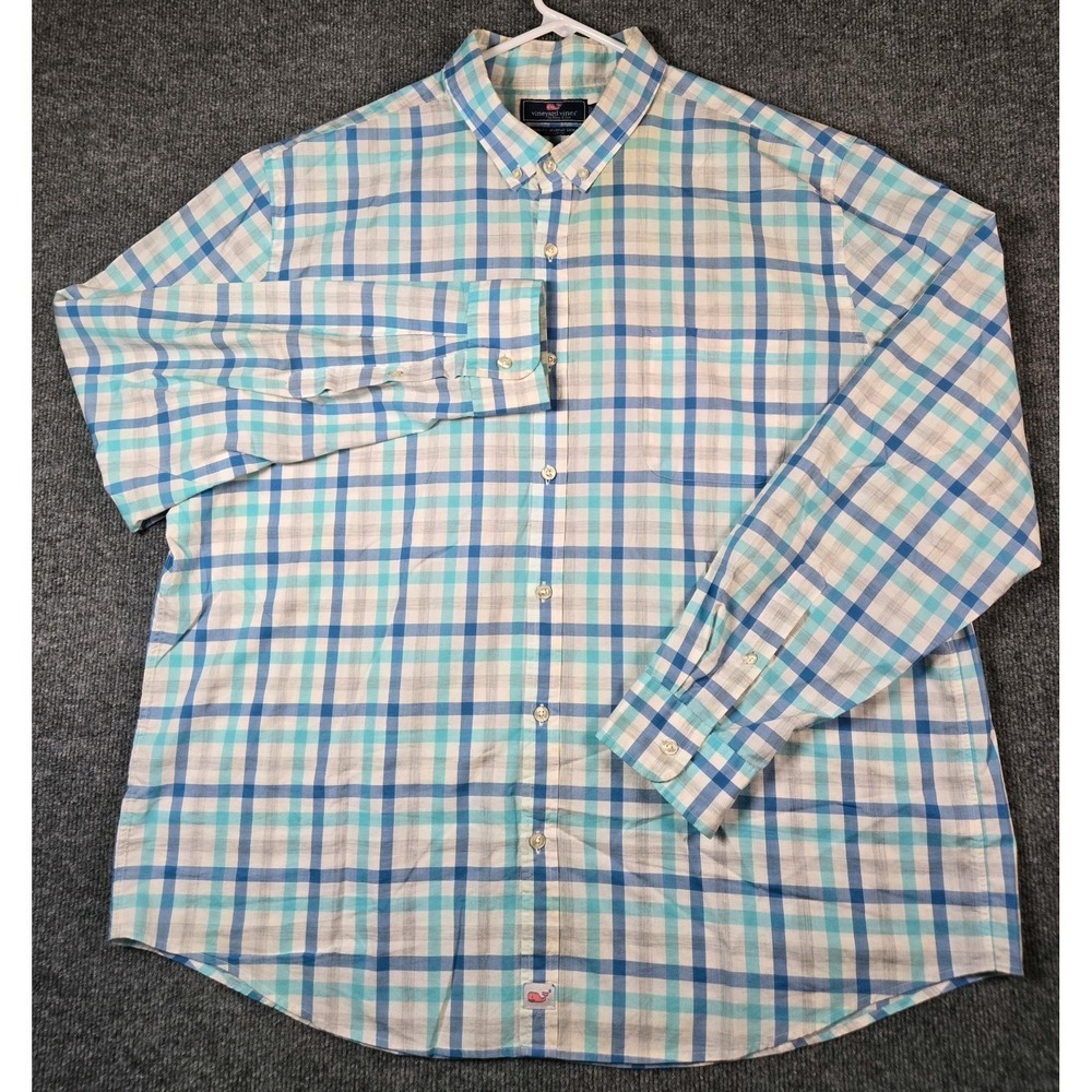 Vineyard Vines Men's XXL Plaid Slim Murry Shirt Fit 100% Cotton Long Sleeve